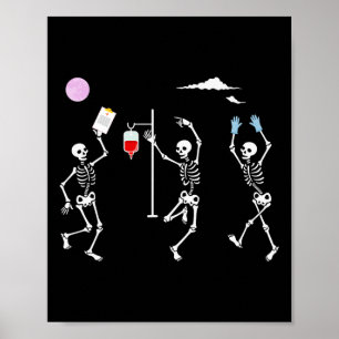 Affiche Dancing Skeleton Funny Nurse Skeleton Halloween He
