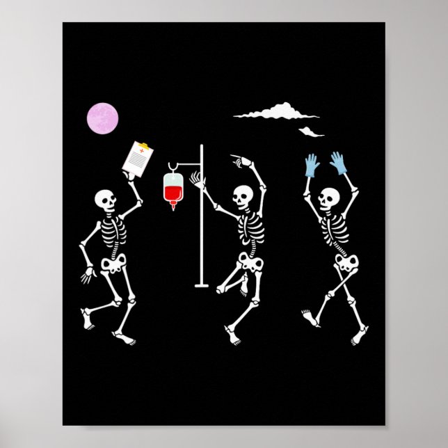 Affiche Dancing Skeleton Funny Nurse Skeleton Halloween He (Devant)