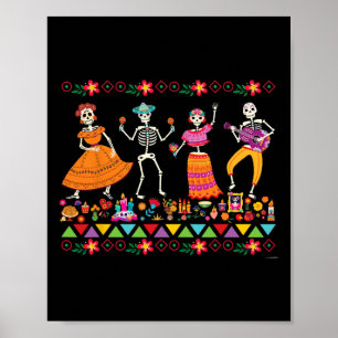 Affiche Dancing Skeletons Day Of The Dead Mexican Dia De L