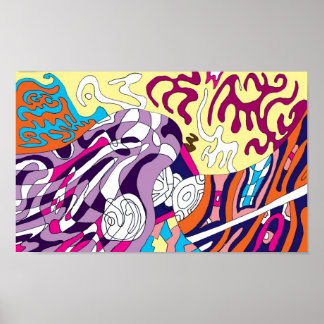 Affiche "Dancing Sky Reaching Hill" Art Abstrait