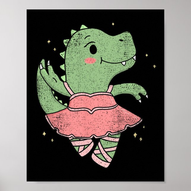 Affiche Dancing T-rex Dinosaur Llerina For Llet Dancer Vin (Devant)