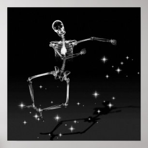 Affiche Dancing X-Ray Skeleton - B&W