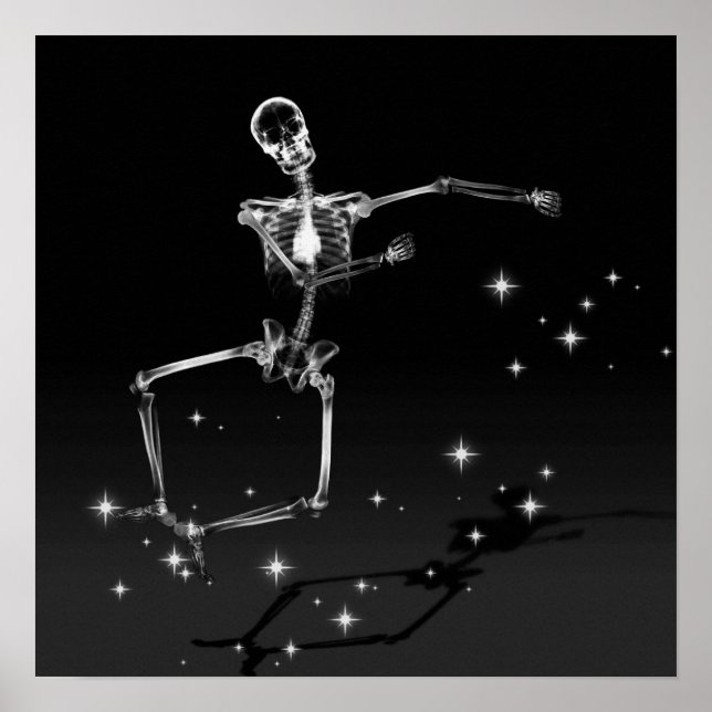 Affiche Dancing X-Ray Skeleton - B&W (Devant)