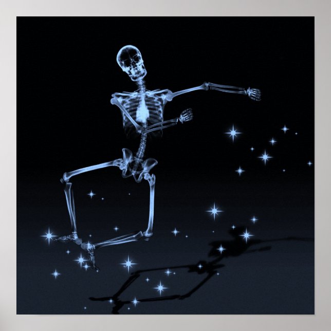 Affiche Dancing X-Ray Skeleton - Bleu (Devant)