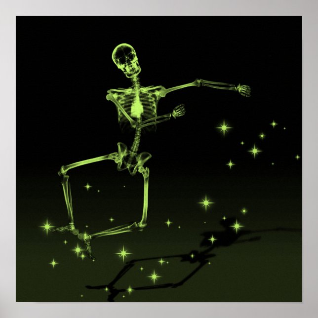 Affiche Dancing X-Ray Skeleton - Lime Green (Devant)