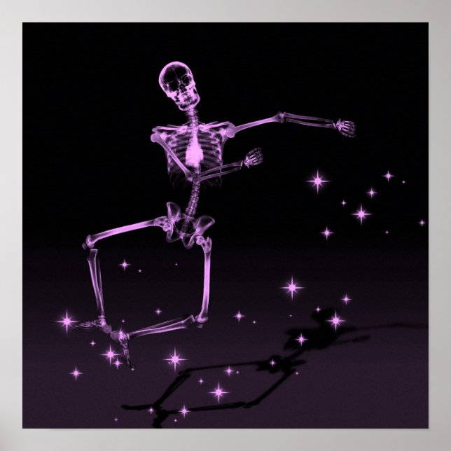 Affiche Dancing X-Ray Skeleton - Rose (Devant)