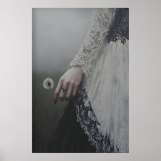 Affiche Dandelion Éthéré Vœu Dame Gothique Art Sombre