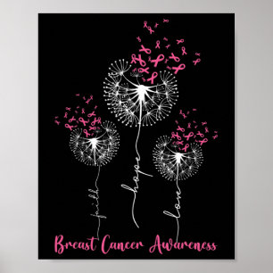 Affiche Dandelion Faith Hope Love Cancer du sein Sensibili