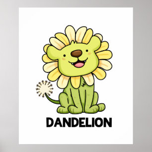 Affiche Dandelion Funny Lion Pun