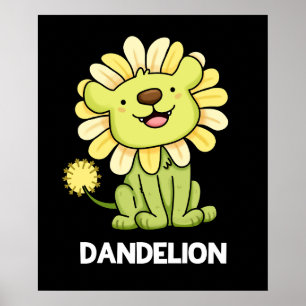 Affiche Dandelion Funny Lion Pun Dark BG