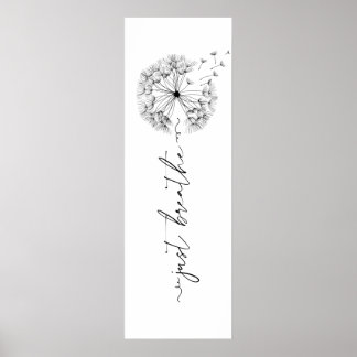 Affiche Dandelion in the Wind - Just Breathe in Script