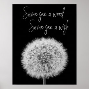 Affiche Dandelion noir blanc closeup photo inspiré