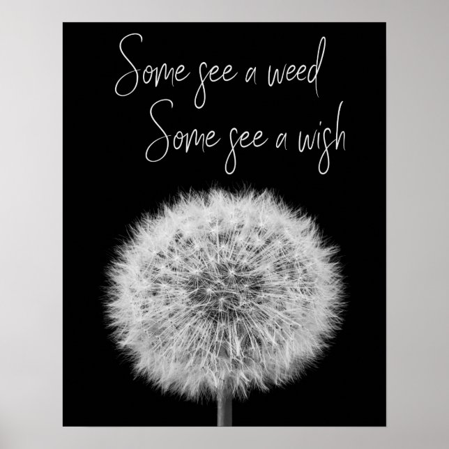 Affiche Dandelion noir blanc closeup photo inspiré (Devant)
