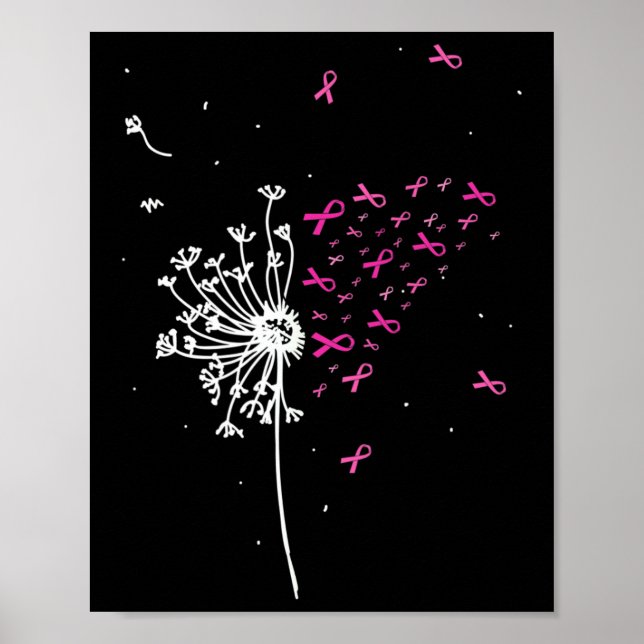 Affiche Dandelion Pink Ribbon Cool Sensibilisation au canc (Devant)