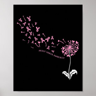 Affiche Dandelion Sensibilisation au cancer du sein rose R