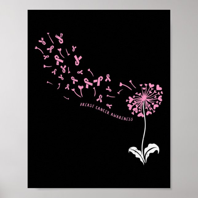 Affiche Dandelion Sensibilisation au cancer du sein rose R (Devant)