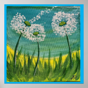 Affiche Dandelions - Peinture originale et poème