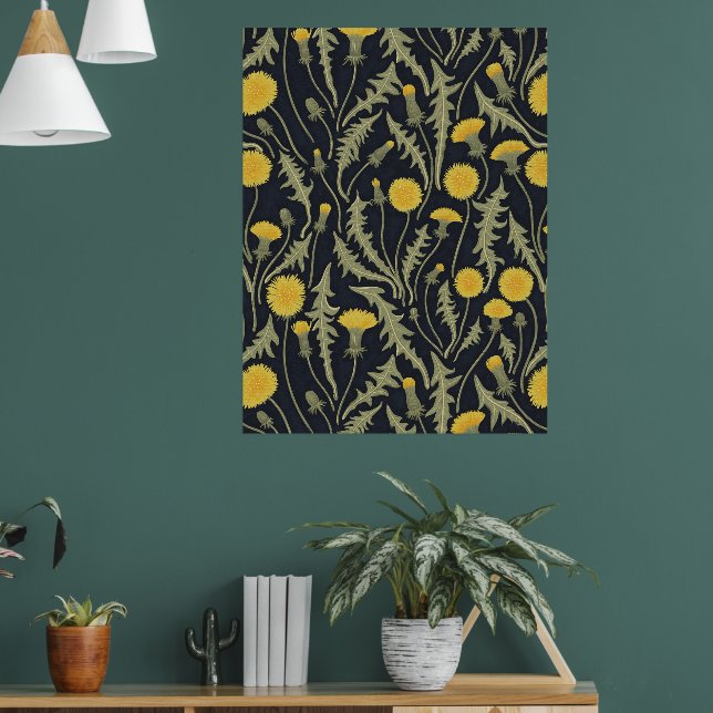 Affiche Dandelions, vert, jaune et noir (Salon 1)