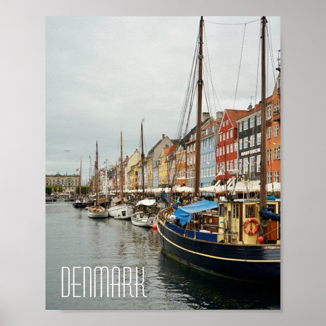 Affiche Danemark, Bateaux de rue de Nyhavn (Devant)