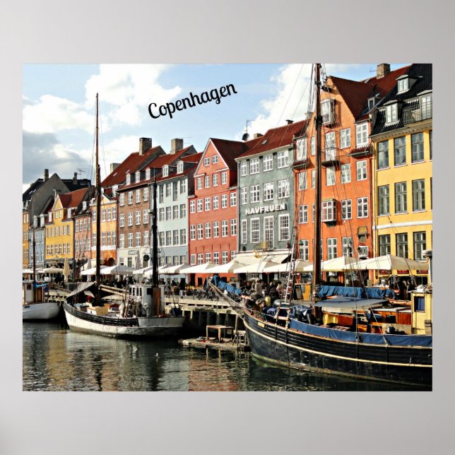 Affiche Danemark, Canal Pittoresque à Copenhague (Devant)