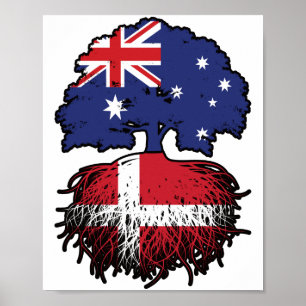 Affiche Danemark Danemark Australie Australie racine d'arb