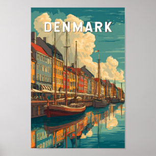 Affiche Danemark Illustration Voyage Art Vintage