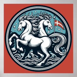 Affiche "Danemark Magnifique Chevaux Mystiques" 19