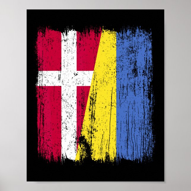 Affiche Danemark Ukraine Demi-Drapeau Patrimoine danois uk (Devant)