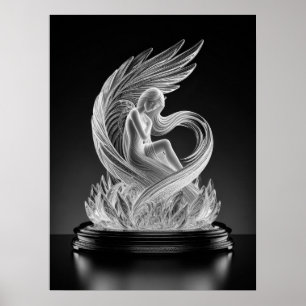 Affiche d'ange de cristal numérique AI