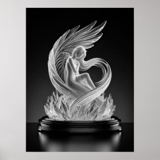 Affiche d'ange de cristal numérique AI