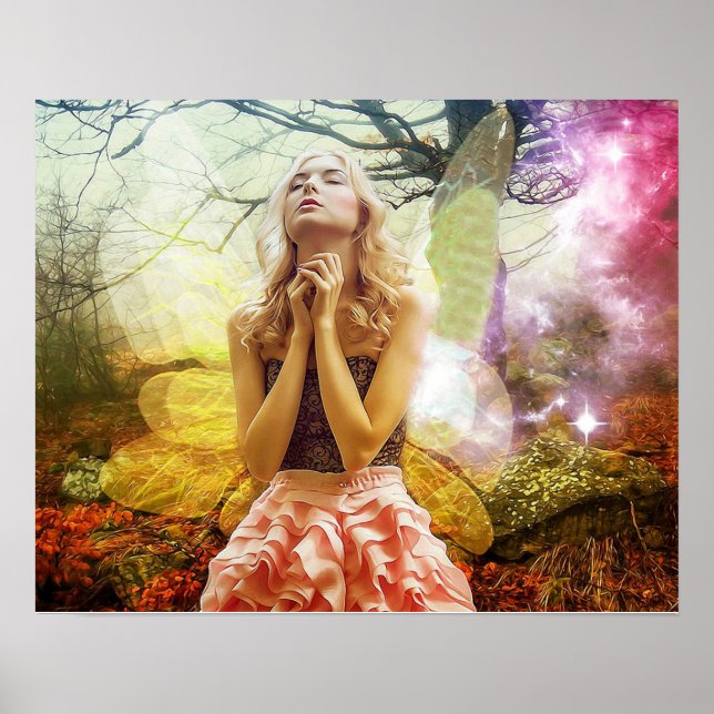 Affiche d'ange priant Belle œuvre d'art et couleur (Devant)