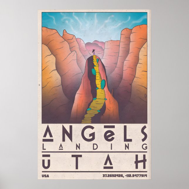 Affiche d'Angels Landing Zion, Canyon vintage (Devant)