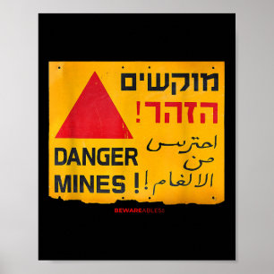 Affiche Danger Landmines Se Connecte En Anglais, Hébreu &a
