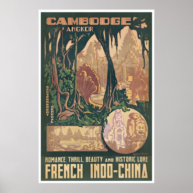 Affiche d'Angkor Wat Cambodge Art Bouddhiste Vinta (Devant)