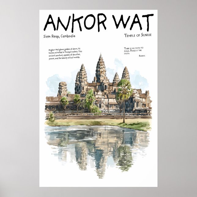 Affiche d'Angkor Wat Siem Reap Cambodge Temple (Devant)
