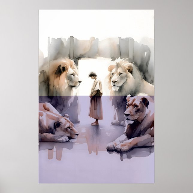 Affiche Daniel dans la fosse aux lions Verset biblique à l (Devant)