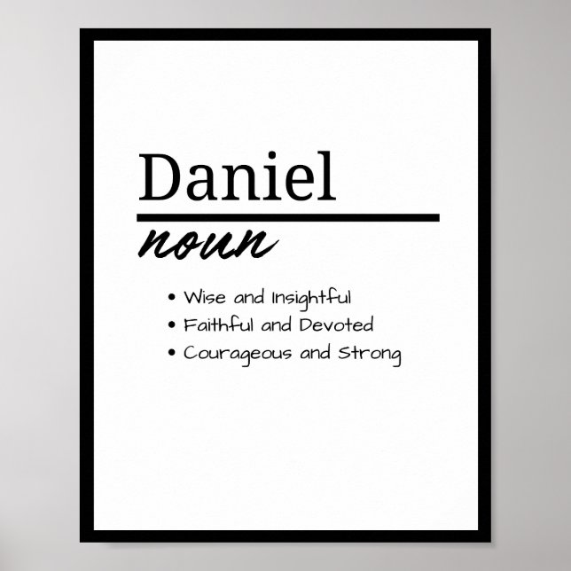 Affiche Daniel, Garçon Nom Personnalisé Définition (Devant)