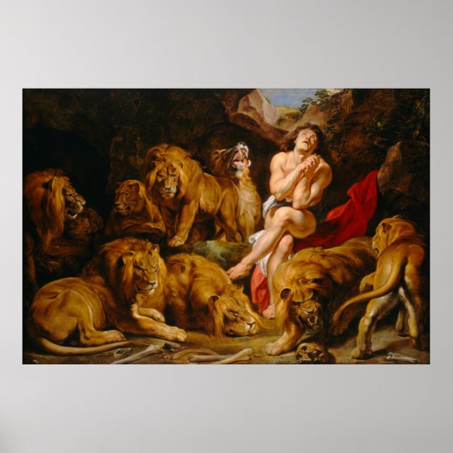 Affiche Daniel in the Lions' Den par Peter P. Rubens (1614 (Devant)