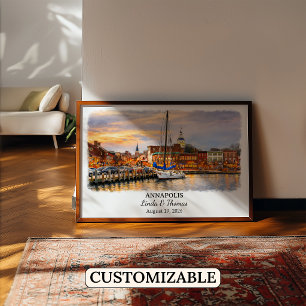 Affiche d'Annapolis Maryland, Aquarelle, Sur mesur