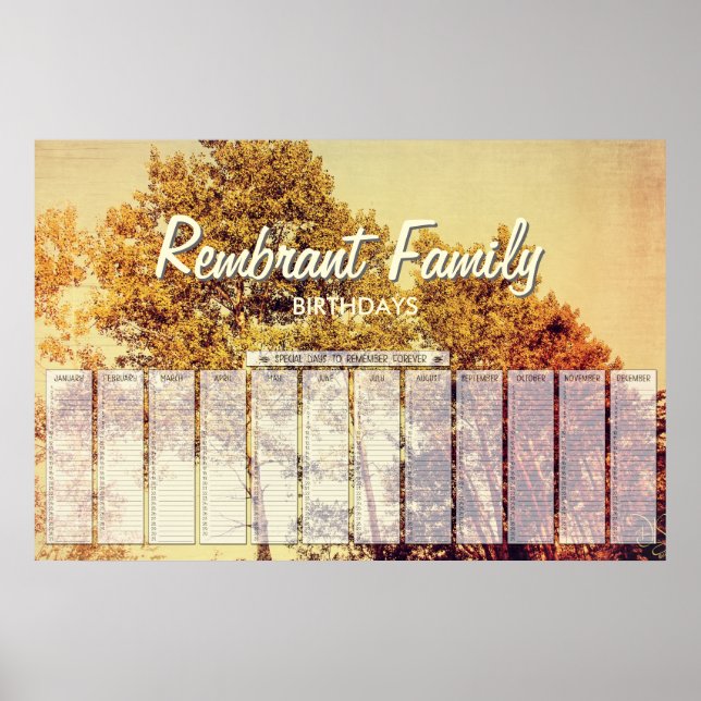 Affiche d'anniversaire d'art de bouleaux du Nord (Devant)