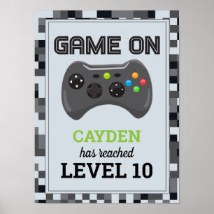Affiche d'anniversaire de jeu vidéo Game On - Nive