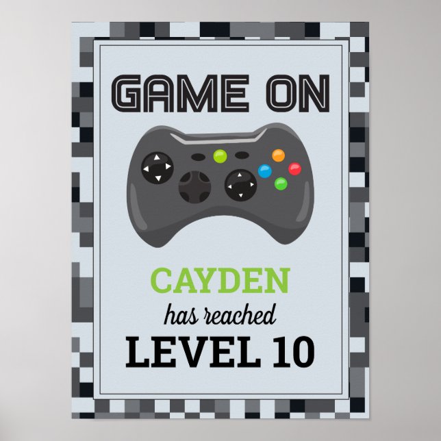 Affiche d'anniversaire de jeu vidéo Game On - Nive (Devant)