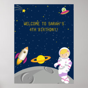 Affiche d'anniversaire de l'astronaute spatial