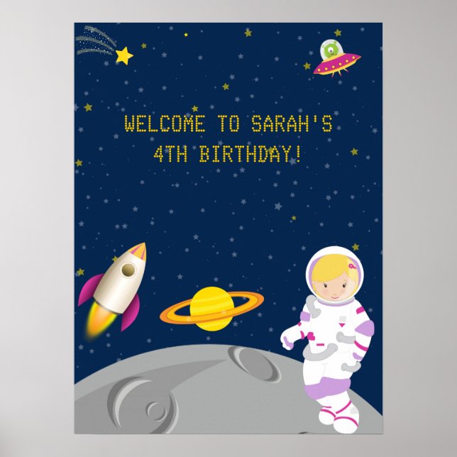 Affiche d'anniversaire de l'astronaute spatial (Devant)