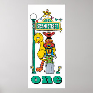 Affiche d'anniversaire des personnages de 1 an de 