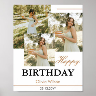 Affiche d'anniversaire en collage photo vert blanc