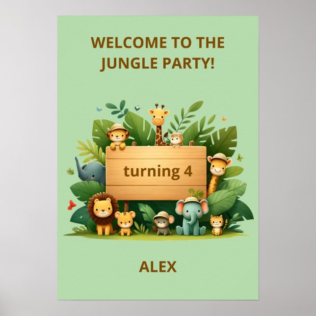 Affiche d'anniversaire personnalisée de Safari dan (Devant)