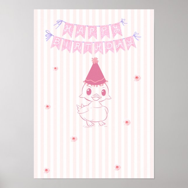 Affiche d'anniversaire pour bébé fille (Devant)