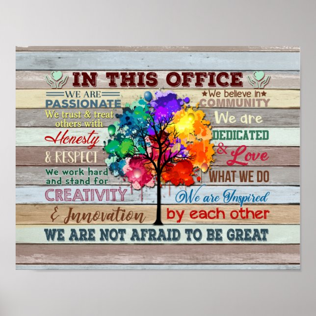 Affiche Dans Ce Bureau, Nous Sommes Un Team Tree coloré (Devant)