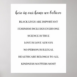 Affiche Dans Cette Maison Nous Croyons en Design Minimalis